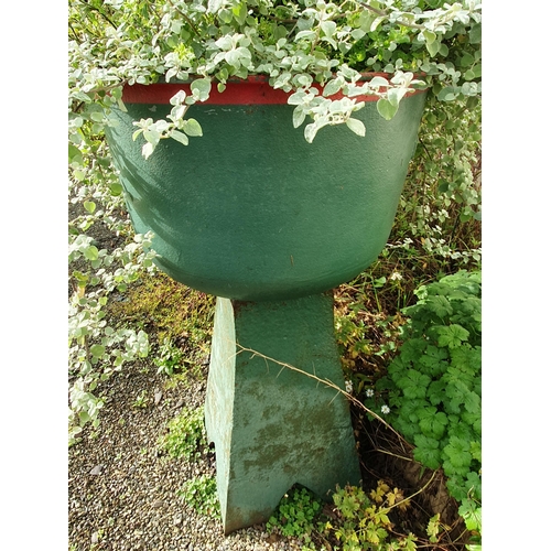 970 - A pair of large green painted cast iron Boilers, (Planters) on associated stands, 4ft high overall