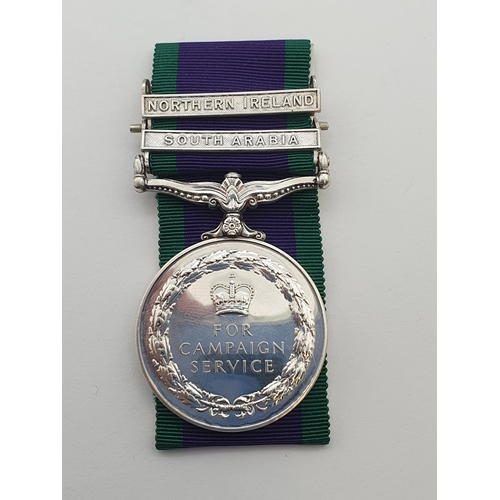 981 - Campaign Service Medal with 'Northern Ireland' and 'South Arabia' Clasps engraved to 23935639 Pte. P... 