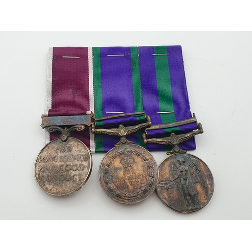 996 - Three; General Service Medal with 'Brunei' Clasp, Campaign Service Medal with 'Borneo' Clasp and Arm... 