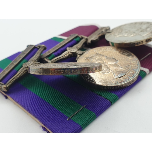 996 - Three; General Service Medal with 'Brunei' Clasp, Campaign Service Medal with 'Borneo' Clasp and Arm... 