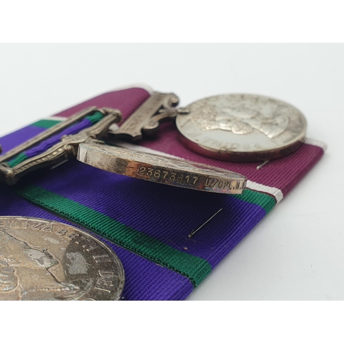 996 - Three; General Service Medal with 'Brunei' Clasp, Campaign Service Medal with 'Borneo' Clasp and Arm... 