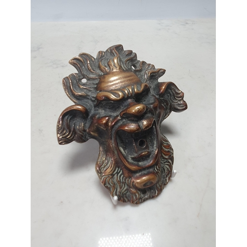 792 - A 19th Century Italian Grotesque partial Door Knocker, 5.5