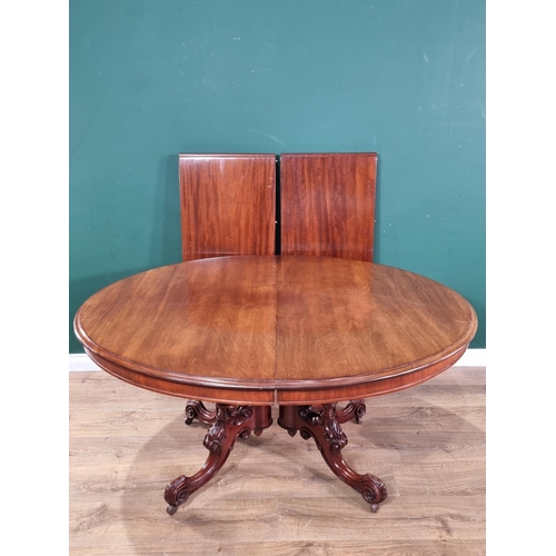 558 - A 19th Century walnut oval Dining Table and six 19th Century Dining Chairs, the table with moulded t... 