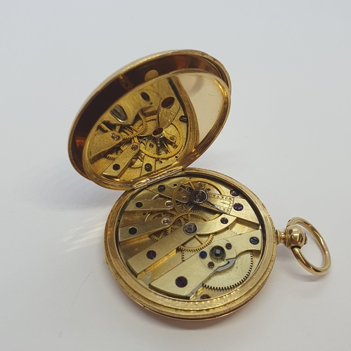 135 - A French 19th century 18ct gold cased full Hunter Pocket Watch by Baudin Freres having white enamel ... 