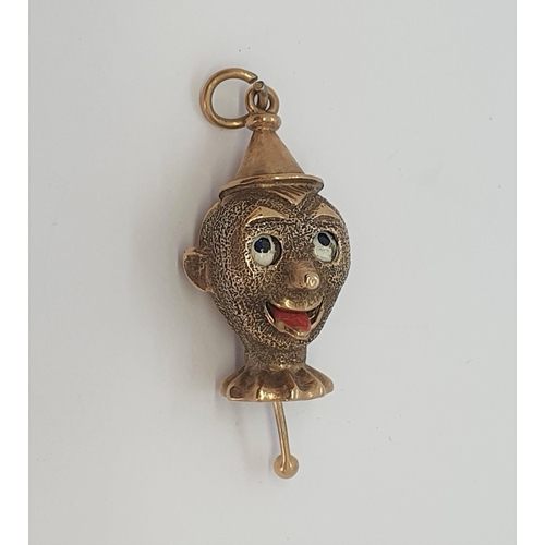 169 - A 9ct gold articulated Clown's Head Charm with enamelled eyes and tongue, approx 28mm high, approx 8... 