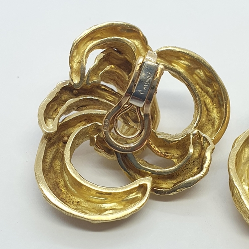 180 - A pair of Chaumet Ear Clips each formed as a textured knot in 18ct gold, approx 4cms long, approx 48... 