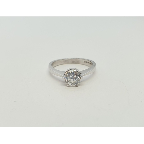 230 - A Diamond single stone Ring claw-set brilliant-cut stone, 1.16cts in platinum, ring size P, approx 4... 