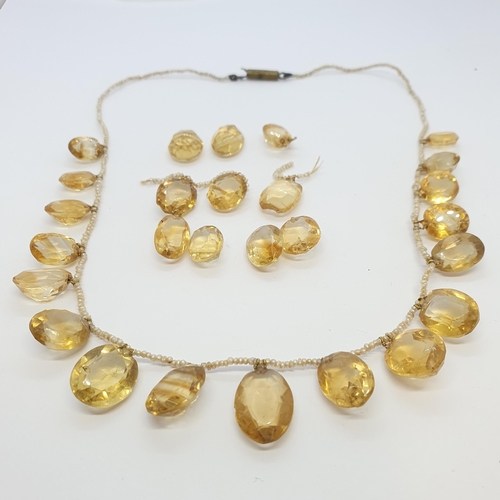 243 - A 19th Century Citrine and Seed Pearl fringe Necklace A/F