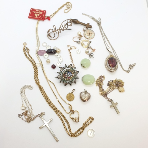 283 - A string of polished Amethyst beads and a small collection of Costume Jewellery including micro mosa... 