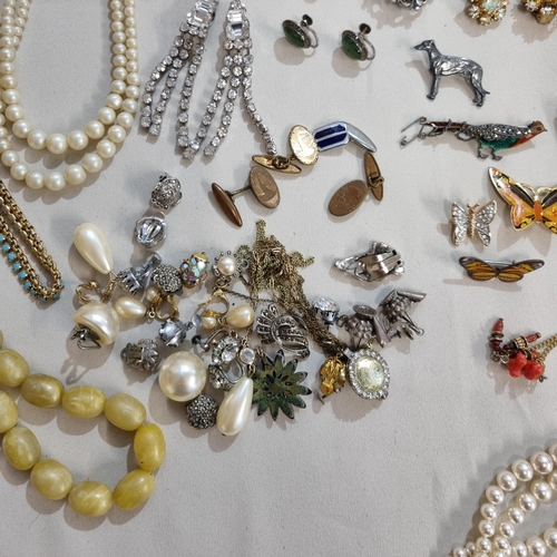 278 - A collection of vintage Costume Jewellery and Watches including amber type Necklace