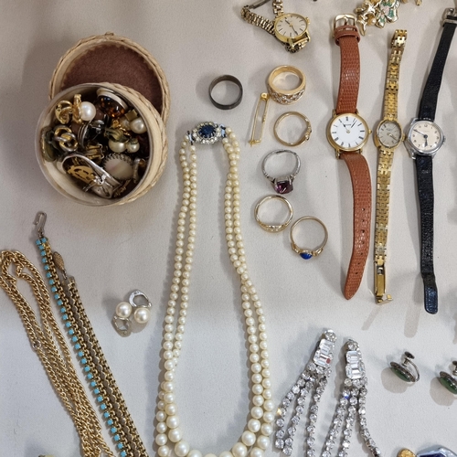 278 - A collection of vintage Costume Jewellery and Watches including amber type Necklace