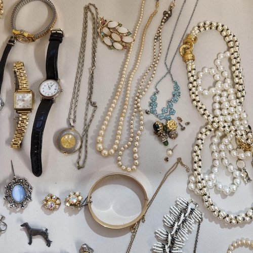 278 - A collection of vintage Costume Jewellery and Watches including amber type Necklace