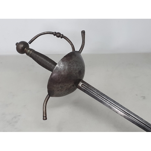 1074 - A 17th Century Cup Hilt Rapier with 3ft 4in L overall, 4ft overall