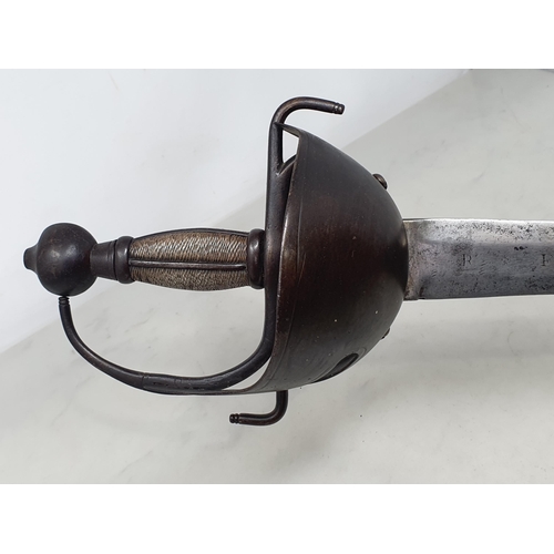 1075 - A scarce Spanish Heavy Cavalry Sword dated 1808 with 3ft L blade, 3ft 6 1/2in L overall