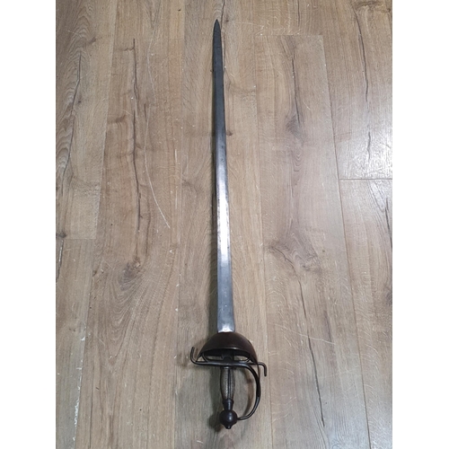 1075 - A scarce Spanish Heavy Cavalry Sword dated 1808 with 3ft L blade, 3ft 6 1/2in L overall