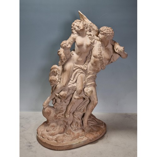 919 - A clay type Figure Group of Cupid and Psyche, 18in H