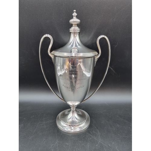 101 - A George V silver two handled Agricultural Trophy and Cover with presentation inscription, Birmingha... 