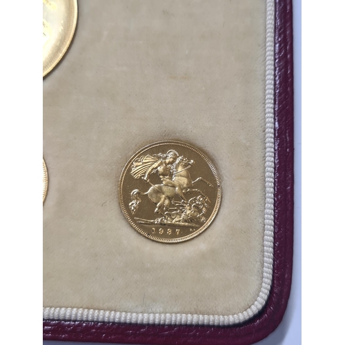 392 - George VI, Specimen Gold Set, 1937, consisting of a Half Sovereign, a Sovereign, Two Pounds and Five... 