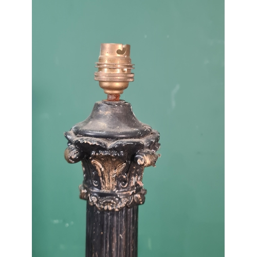 13 - An antique Corinthian column Table Lamp 1ft 11in H, a brass Table Lamp 1ft 5in H and another Table L... 