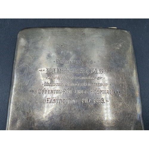 136 - A George V silver Card Case engraved initials and having presentation inscription, silk lining, Ches... 