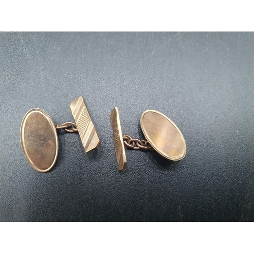 149 - A pair of Elizabeth II 9ct gold plain oval Cuff Links, London 1964, 4.8gms