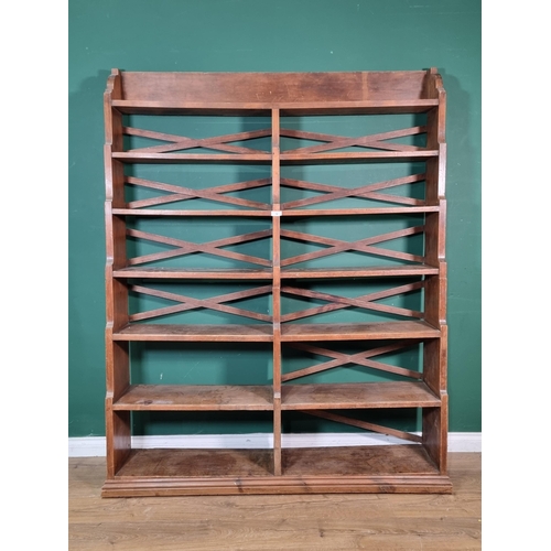 18 - An antique pine open waterfall Bookcase (cut in half) 6ft 4in H x 5ft W (R1)