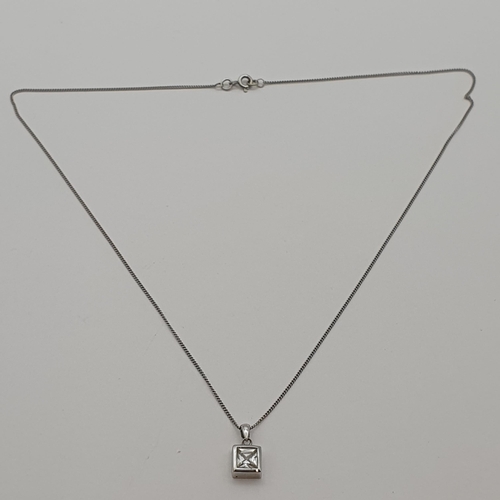 181 - A 9ct White Gold Pendant set CZ on a white 9ct gold curb link trace chain, pendant approx 8mm3, tota... 