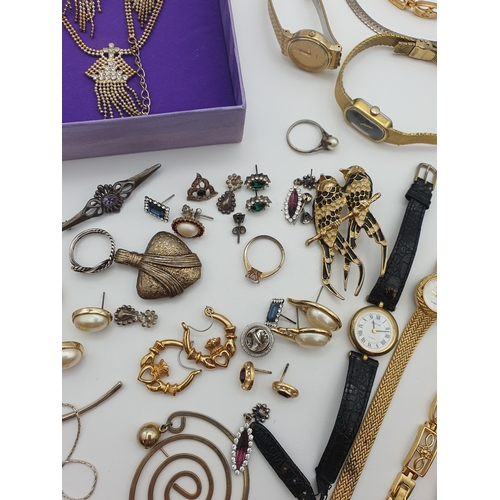 210 - A collection of Costume Jewellery and Eight Watches to include Sekonda and Pulsar watches, brooches,... 