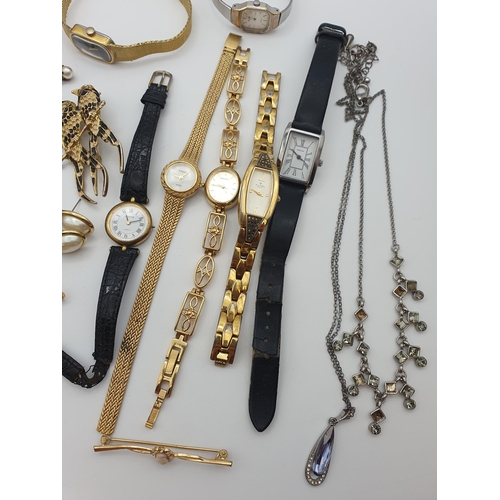 210 - A collection of Costume Jewellery and Eight Watches to include Sekonda and Pulsar watches, brooches,... 