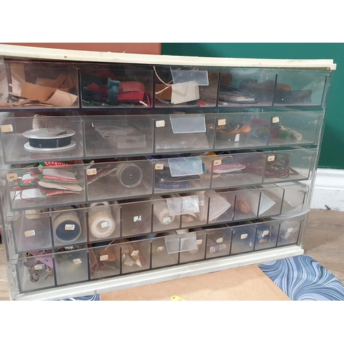 224 - A plastic Set of Sewing Drawers and a Luggage Case (R7)