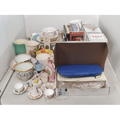 255 - Wade Figures, a Butter Dish and Cover with cow finial, Mugs, Plates, etc, (R4)