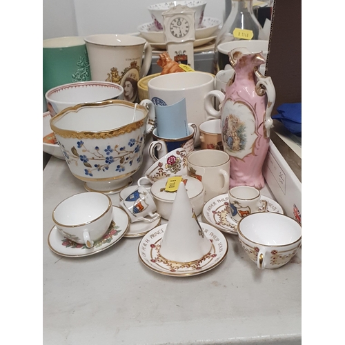 255 - Wade Figures, a Butter Dish and Cover with cow finial, Mugs, Plates, etc, (R4)