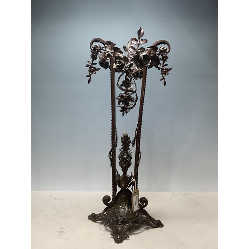 256 - A large bronzed metal Epergne Stand, decorated with foliate swags