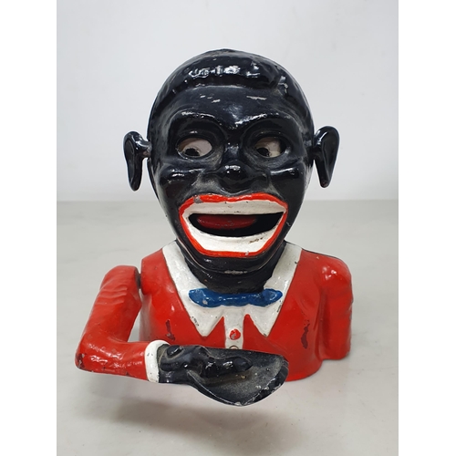 30 - Five Starkies patent , figural character Money Banks with red jackets and wearing bow ties