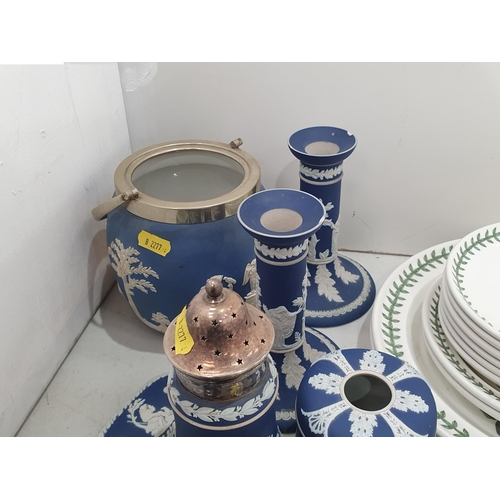 317 - A quantity of blue and white Jasperware and a selection of Portmeirion pottery, (R4)