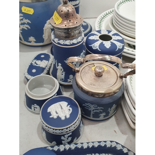 317 - A quantity of blue and white Jasperware and a selection of Portmeirion pottery, (R4)