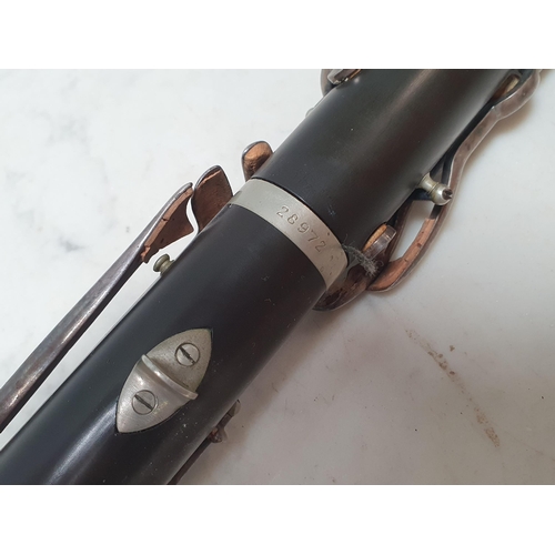 331 - A cocus wood Clarinet with plated key work, (R4)