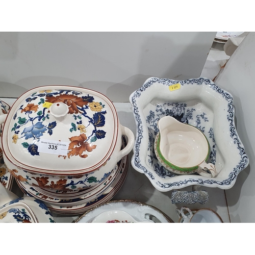 335 - A Myott Meakin part Dinner Service, floral Teaware, a two handled Pedestal Comport, and a quantity o... 