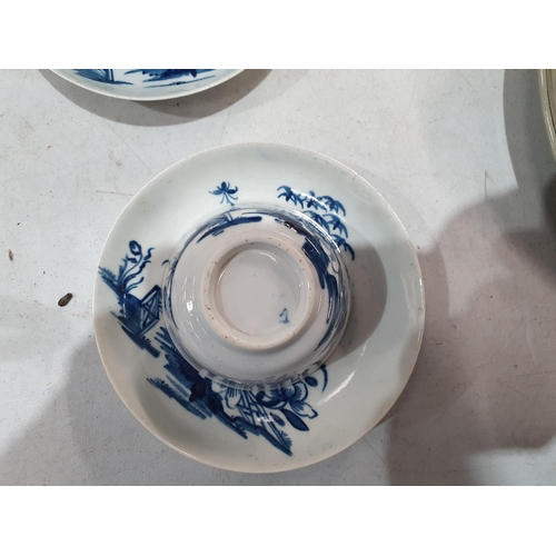 340 - A selection of 18th Century English and Chinese Tea Bowls and Saucers with floral chinoiserie design... 