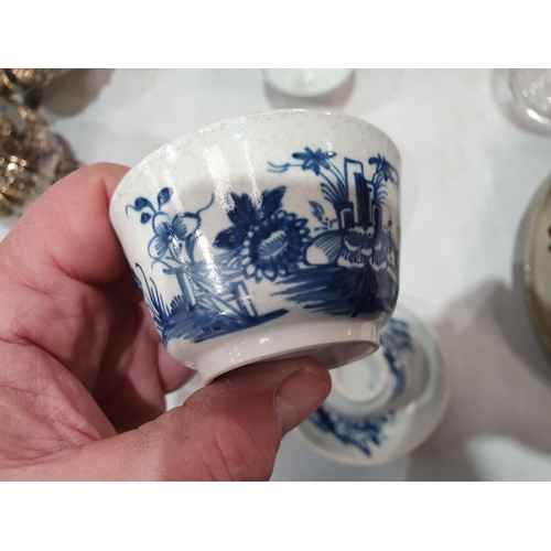 340 - A selection of 18th Century English and Chinese Tea Bowls and Saucers with floral chinoiserie design... 