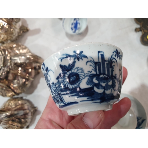 340 - A selection of 18th Century English and Chinese Tea Bowls and Saucers with floral chinoiserie design... 