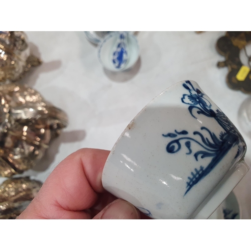 340 - A selection of 18th Century English and Chinese Tea Bowls and Saucers with floral chinoiserie design... 