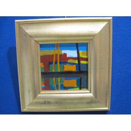 360 - GEORGE LITTLE. Dockside Reflections, signed , and inscribed verso, acrylic on panel, 5 3/4 x 5 1/2 i... 