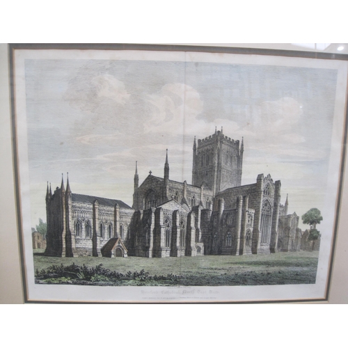 374 - JOHN CARY. Hereford Cathedral North East View, coloured engraving, Pl.14 x 20 in; an engraving title... 