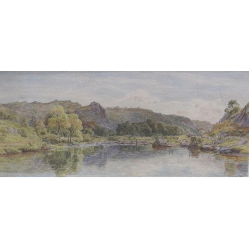 390 - THOMAS DANBY. On the Lledr, Wales, signed and dated 1882, watercolour, 10 x 21 in. Provenance : with... 