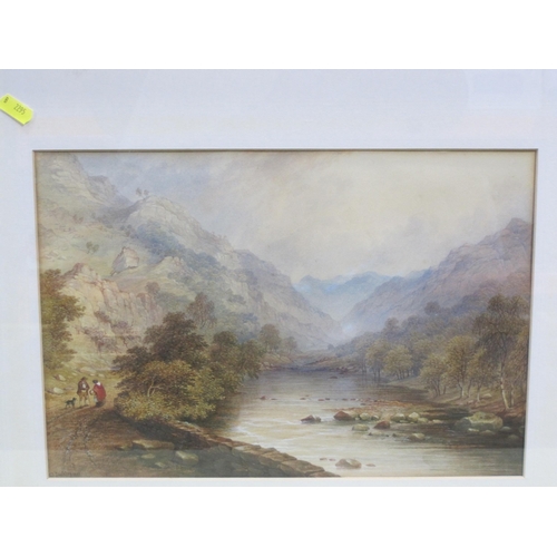 390 - THOMAS DANBY. On the Lledr, Wales, signed and dated 1882, watercolour, 10 x 21 in. Provenance : with... 