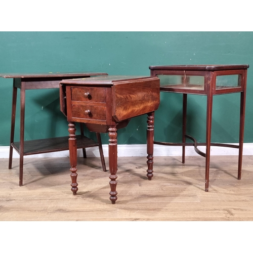 438 - A Victorian mahogany dropleaf Work Table fitted two end drawers 2ft 3in H x 1ft 9in W, an Edwardian ... 