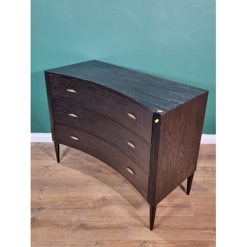 452 - A good quality modern black ash concave Chest of three long drawers 3ft 8in W x 2ft 10in H (R5)