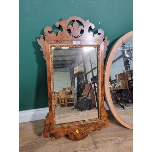 488 - A Georgian style walnut framed Wall Mirror and a pine framed oval Mirror (R2)