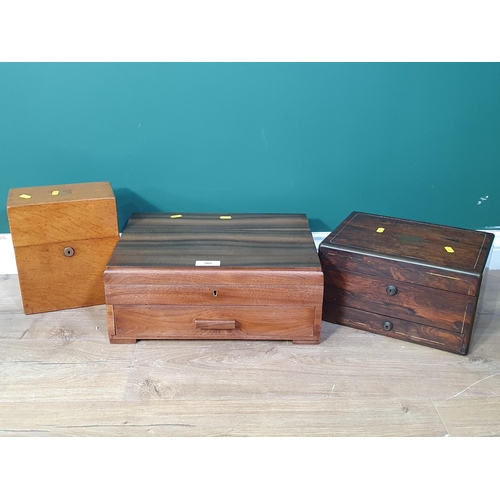 509 - A 19th Century rosewood and brass bound Manicure Case without fittings, an oak Tantalus Box and a ma... 